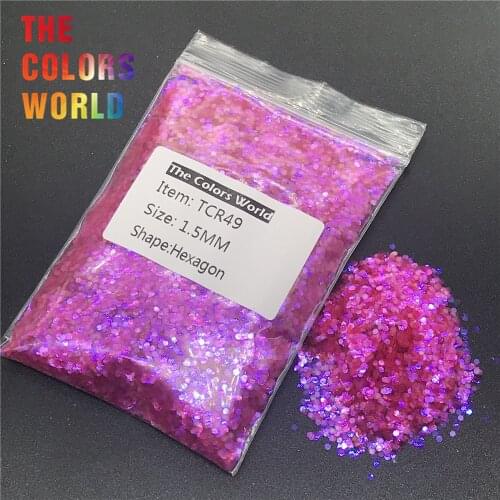 TCR49 Iridescent Rainbow Carmine Color With Purple Light Hexagon Shape Nail Glitter Nail Art Decoration Body Paint Makeup DIY