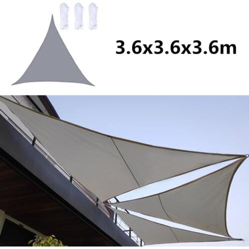 3.6x3.6x3.6m Triangle Sun Shade Sail Waterproof Outdoor Garden Patio Party Sunscreen Awing Sun Canopy For Beach Camping Pool