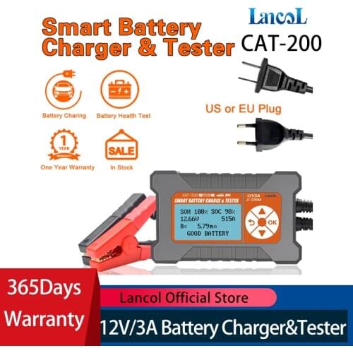 Lancol Cat200 12V 3A Car Battery Charger and Tester Smart Full Automatic LCD Display Diagnostic Tool Tester CCA40-2000