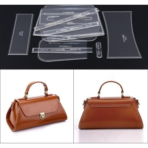 1Set DIY Leather Handmade Craft Women Handbag Shoulder Bag Sewing Pattern Laser Cut Acrylic Stencil Template