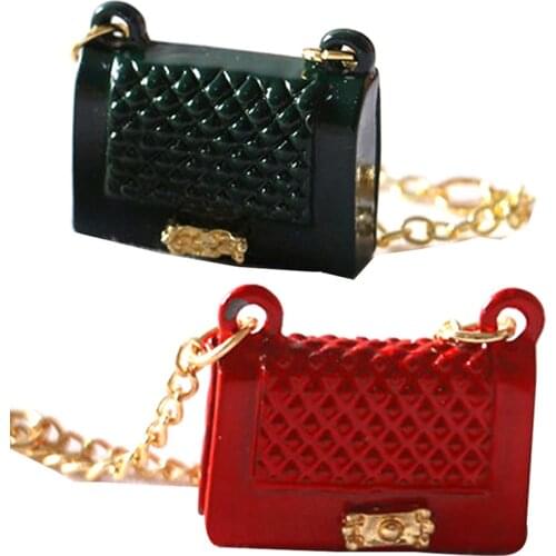 1Pcs Doll House Mini Metal Chain Bag Accessories Fashion Decoration Miniature Model
