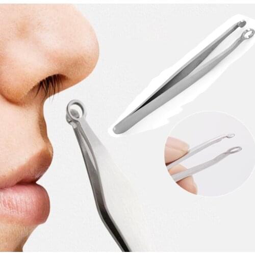 1Pcs Universal Nose Hair Trimming Tweezers Round Head Beauty Clip Eyebrow Tweezer Steel Nose Hair Removal Tweezers