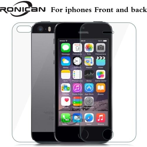 2Pcs/lot Front + Back Tempered Glass For iPhone 5 5s SE 4 4S 6 6s 7 8 Plus Rear Screen Protector Anti Shatter Film for iPhone X