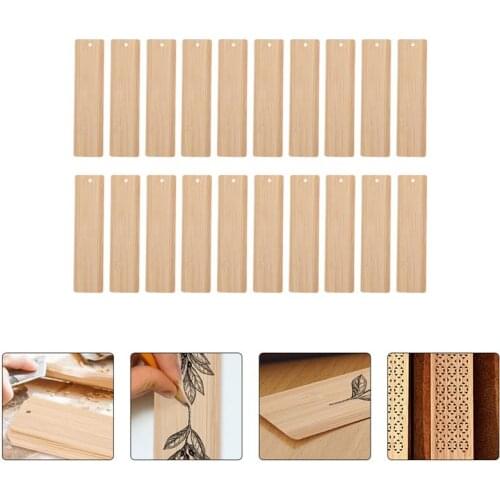 20pcs Wood Blank Bookmarks DIY Wooden Craft Bookmark Unfinished Wood Tag Carved Bamboo And Wood DIY Blank Bookmark