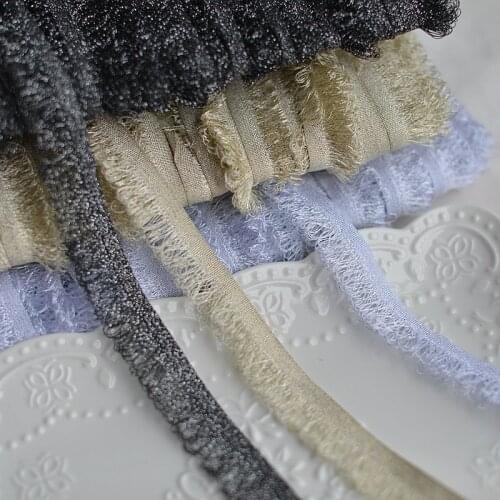 4M/lot 2cm wide Glitter black sky blue gold thread fringe lace national wind stage dress clothing home fabric material SC227