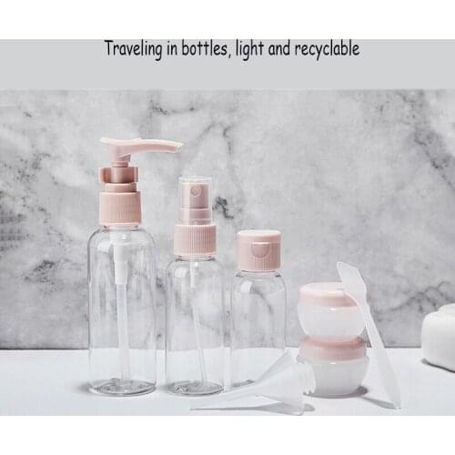 8pcs Travel Bottles Suit Plastic Portable Empty Container 50ml Lotion Bottle Tools Refillable Extrusion Bottling Cosmetic Bottle