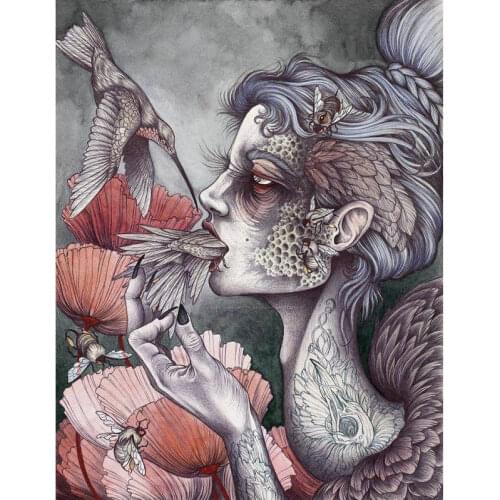 NEW full Diamond Embroidery Diy 5D Diamond Painting Cross Stitch Hummingbird Woman Needlework rhinestone Mosaic Home Decor