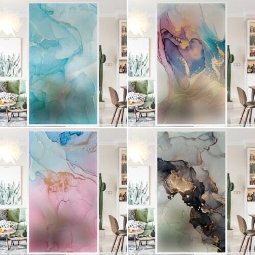 Static glue-free frosted glass film window grille sticker bathroom balcony window marble flower texture electrostatic film