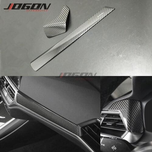 LHD Car Front Air Vent Dashboard Panel Cover Trim Strips Real Carbon Fiber For BMW 3 Series G20 G21 330i 330d 340i 2020