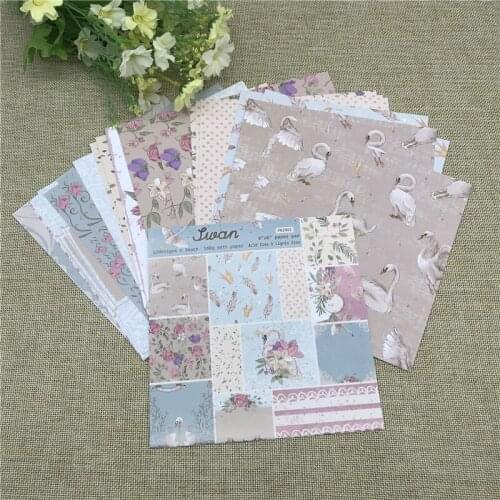 24 sheet 6"X6"Lovely Swan of the flower patterned paper Scrapbooking paper pack handmade craft paper craft Background pad