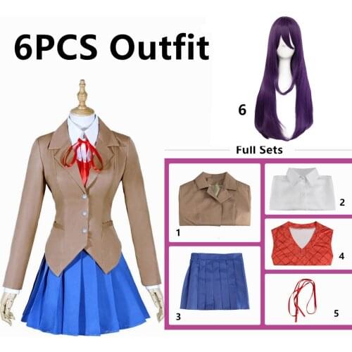 Doki Doki Literature Club Monika Cosplay Sayori Yuri Natsuki Cosplay Costume School Uniform Girl Women Costume Game