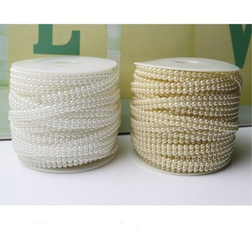 25m Double Row Pearls Beads Chain 4mm Half Ball Beads Wedding Decoration DIY Jewelry Accessories