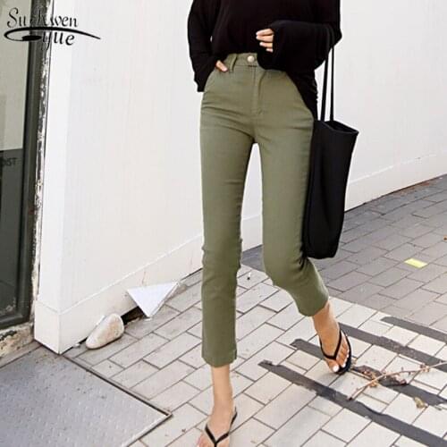 2021 Army Green Jeans Women Autumn Korean High Waist Stretch Jeans for Women Casual Elastic Straight Pants Jeans Mujer 10415