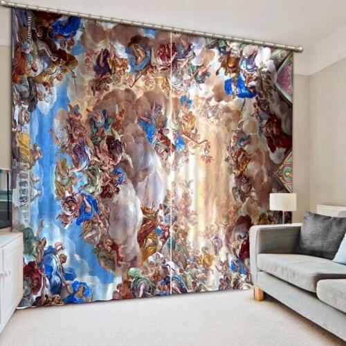 European Curtains oil painting Curtains For Bedroom Modern Luxury Curtains Hotel Home Living room Curtains