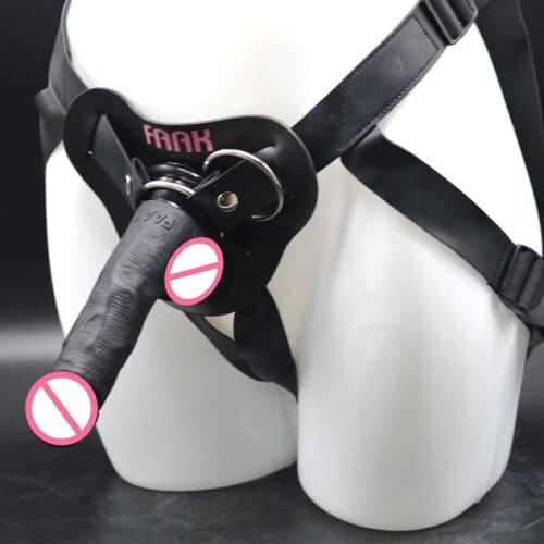 FAAK Strap On Dildos Big Dildo Authentic Leather Pants Adult Sexy Aid Penis For Sex Products Adult Toys For Women strapon dildo