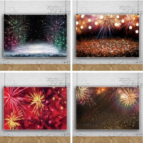 Sparkling Fireworks At The Celebration Night Studio Photography Background Cloth Party Decors Photo Video Backdrop Photocall