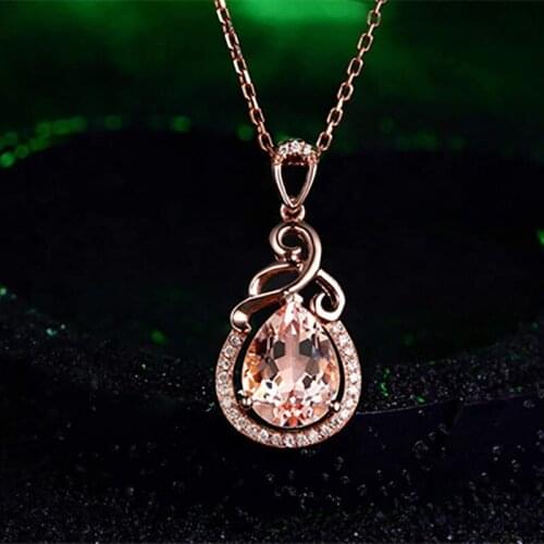 Exquisite Rose Gold Plated Zircon Necklace Water Drop Shape Cut Crystal Bridal Necklace Wedding Jewelry Women Lovers Gifts