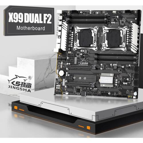 JINGSHA X99 Dual F2 Motherboard Support LGA2011-3 Inter Xeon E5 V3 8* DDR4 1600/1866/2133/2400MHz ECC REG RAM 10*SATA3.0 M.2 SSD