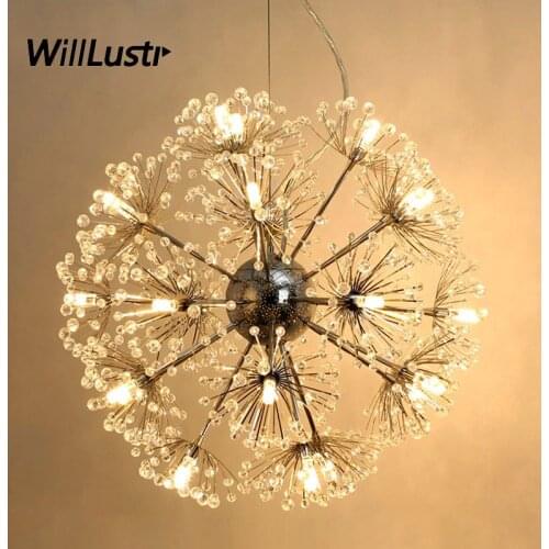 K9 Crystal LED Pendant Lamp Luxury Dandelion Suspension Light Hotel Restaurant Mall Living Room Bedroom Flower Hanging Lighting
