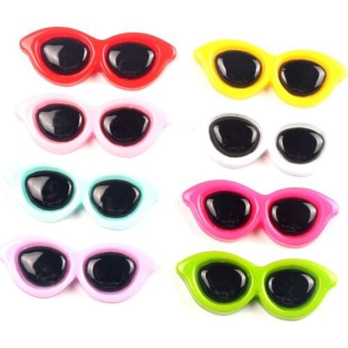 LF 30Pcs Mixed 42x16mm Sunglasses Resin Decoration Crafts Flatback Cabochon Embellishments For Scrapbooking Cute Diy Accessories