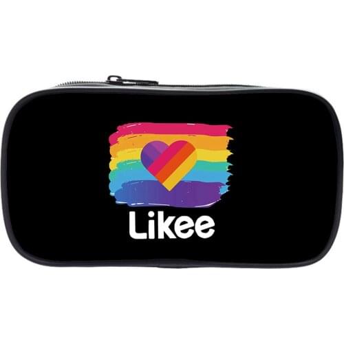 Likee Pencil Case Rainbow Heart Logo Cartoons Printing Cosplay Cosmetic Bag Boy Girl Student Stationery Pouch Bags