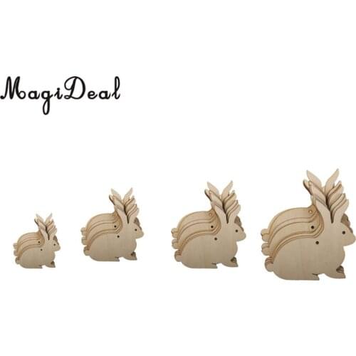 MagiDeal 10 pcs Wooden MDF Rabbit Shape Tags Decoration 8 cm Rabbit Embellishments Crafts Wedding Love Tags String Hanging