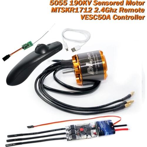 Maytech 50A VESC Controller 5055 220KV Motor with Hall Sensor 2.4GHZ PWM Hand Remote Kit for Skateboard Motorized Longboard