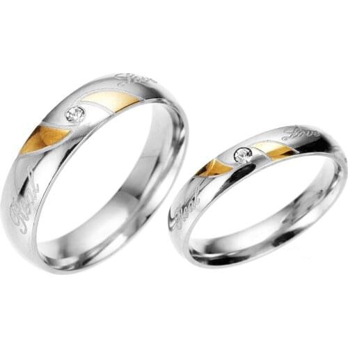 2021 Hot Trendy Cute Wedding Rings Stainless Steel Men Heart Shape Womens Romantic Valentines Day Anniversary Gift for Couple