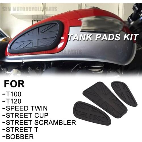 Motorcycle FOR Enfield Retro Scrambler Thruxton Side Fuel Knee Tank Pad Rubber Stickers Twin 1200