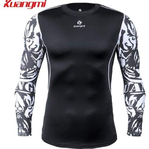 Kuangmi Sport Men T-shirt Quick Dry Long Sleeve Top Sportswear Men Fitness Outdoor Running Mountaineer Clothing Training Shirt
