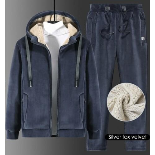 Thicken Men Sets Winter Sportswear Suit Sweatshirt Sweatpants Mens 2 Pieces Sets Plus Size Lamb Wool Jogging Tracksuit 8XL