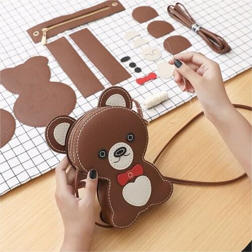 Brown Bear DIY PU Material Bag Set for Coin Phone Bag Handbag Sewing