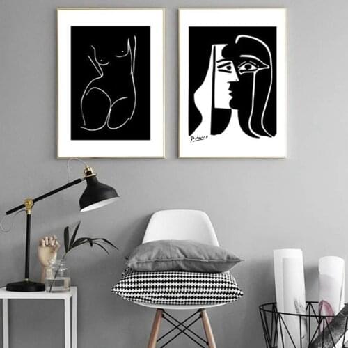 Pablo Picasso Kiss Print Gallery Wall Art Canvas Painting Poster Black White Abstract Pictures For Living Room Home Decor