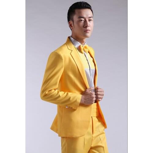 Latest Coat Pant Designs Yellow Formal Men Suit Skinny Prom Marriage Blazer Groom Party Gentle Tuxedo 2 Piece mens suits 2019
