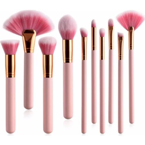 Newest 4/10 Pcs Premium Synthetic Foundation Powder Concealers Eye Shadows Makeup Brush Sets Cosmetic Tool