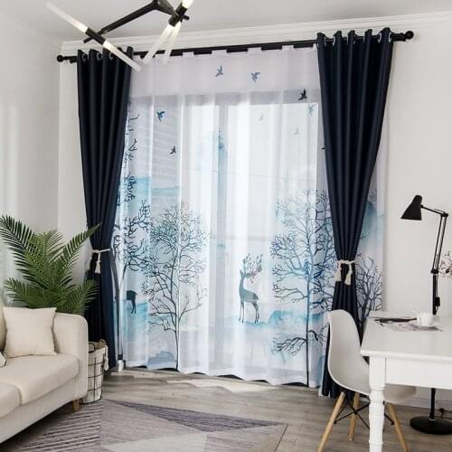 Pure Color Dark Autumn Elk Shading Curtains for Living Dining Room Bedroom