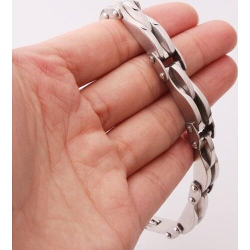 Wholesale/Retai 316L Stainless Steel Silver Color Bicycle Link Chain Mens Unisexs Bracelet Wristband 8.66" Trendy Jewelry 54G