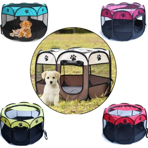 Portable Folding Pet Tent Dog House Octagonal Cage For Cat Tent Playpen Puppy Kennel Easy Operation Fence Outdoor Big Dogs House