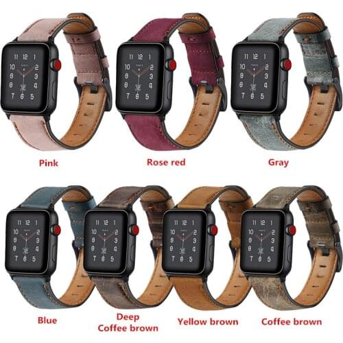 Leather strap For Apple watch band 44 mm 40mm 42mm 38mm Retro Cow watchband for iWatch bracelet for Apple watch serie 5 4 3 44mm