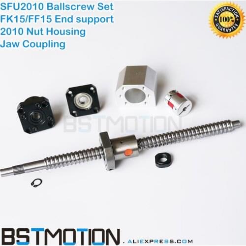 2010 Ball screw in customized length 300 400 500 600 700 800 900 1000+ SFU2010 Nut Housing+ FK15 FF15 Support Block+Jaw Coupling