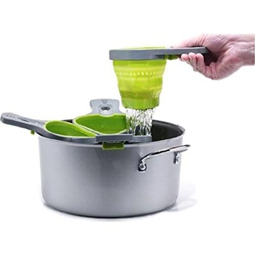 A Silicone Noodle Strainer BPA Free TOOL for Cooking Noodles Pasta Farfalle Fusilli Foldable Filter Screen Colander