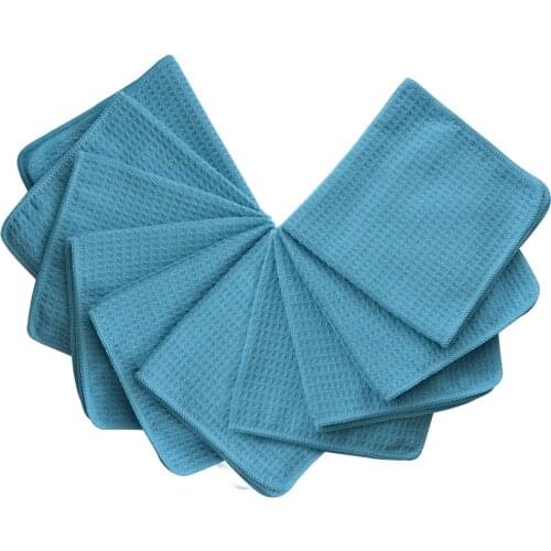SINLAND Micro Fiber Waffle Weave Towel Microfiber Kitchen Cleaning Cloths Dish Drying Towels Hand Towels 3 Pcs 16inX24in White