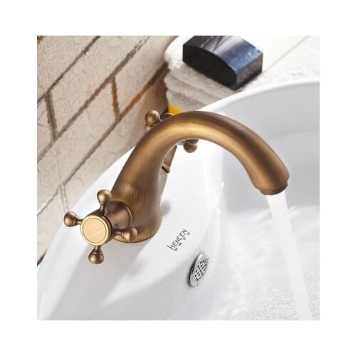 Solid Brass Bronze Double Handle Control Antique Faucet Kitchen Bathroom Basin Mixer tap Robinet Antique YT-5021