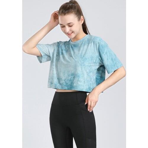 SALSPOR Yoga Sports Shirts Women Fitness Loose Breathable Crop Top Female Sexy Workout Jogging Quick Dry Training Short Sleeve