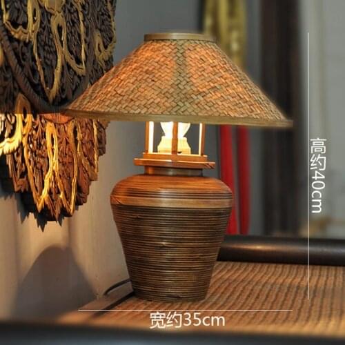 Thai bamboo round pass table lamps creative hand-made living room hotel room lighting decorative lights home lighting ZA zb46