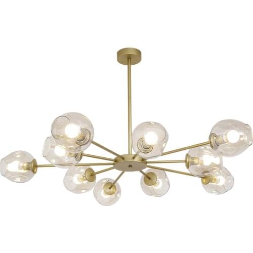 Vintage Metal Glass LED Chandelier Lighting Black/Gold Ceiling Lamp Nordic Home Decor Living Dining Room Indoor Bedroom Lighting