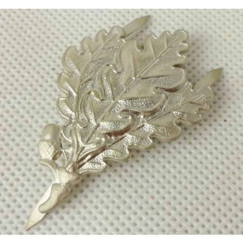 WWII GERMAN ARMY SNIPER OAK LEAF METAL CAP MILITARY BADGE SILVER