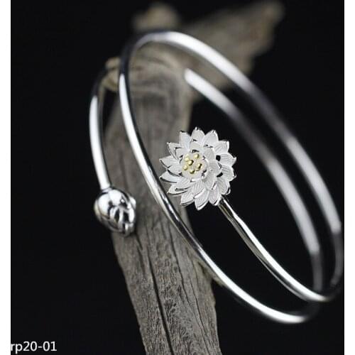 KJJEAXCMY Boutique jewelry S925 sterling silver handmade small fresh fashion ladies lotus bracelet