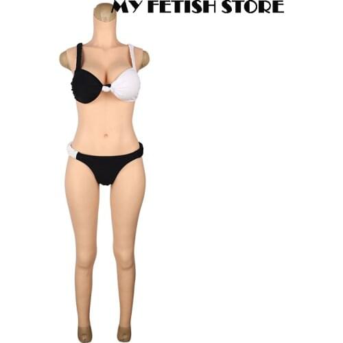 5G Sleevless Ankle Length Crossdressing Realistic Silicone Full Body D Cup Breast Form Suit With Vagina For Shemale Drag Queen