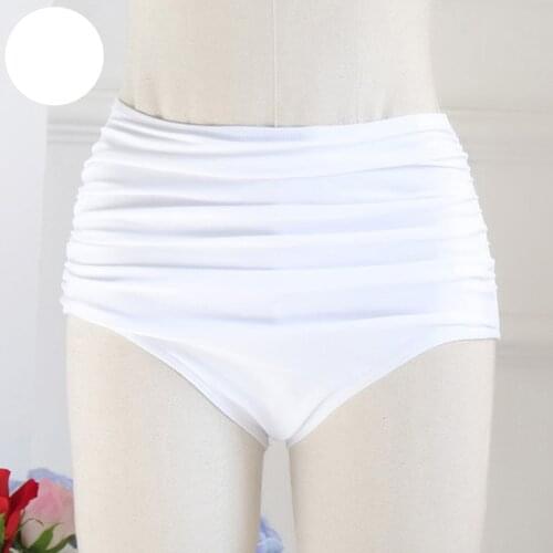 Women Summer Sexy Swim Briefs Bottoms Beachwear High Waist Solid Color Swimwear Panties Plus Size
